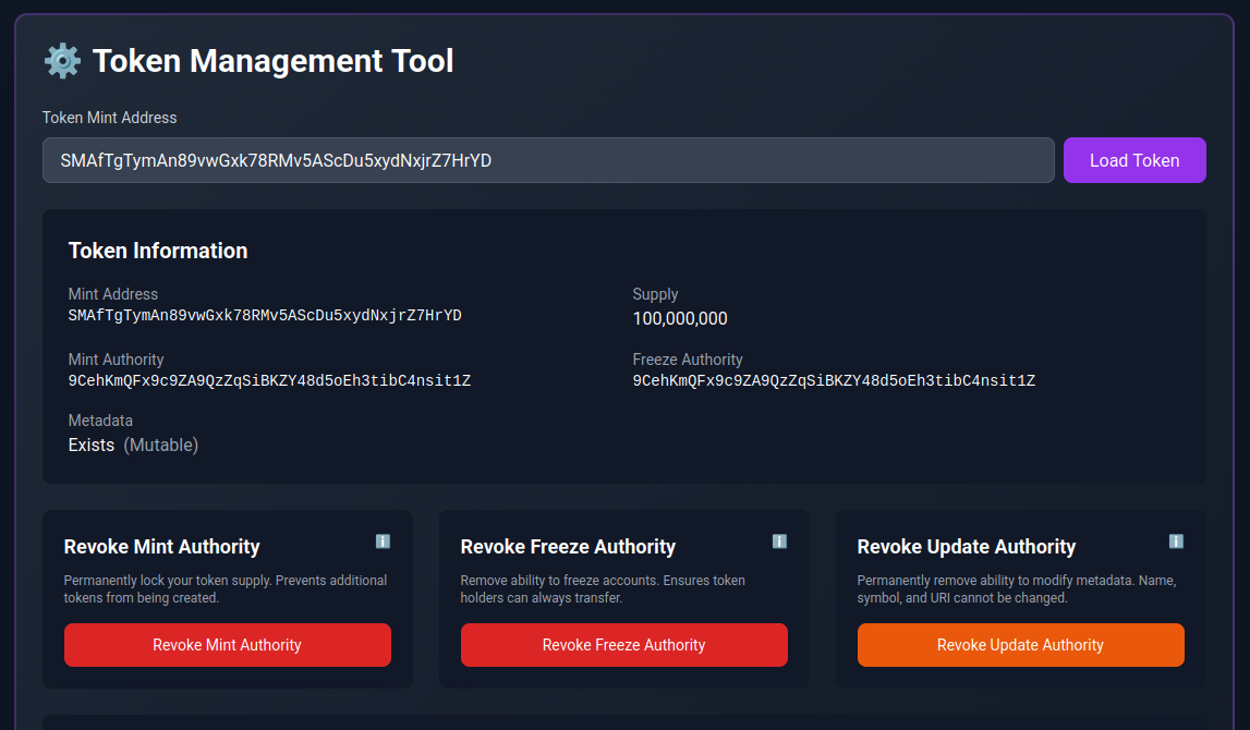 Image showing authority revocation panel